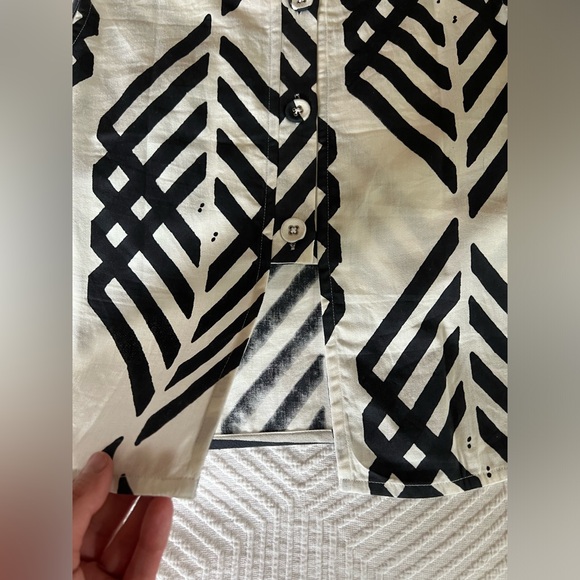 Block Printed Button Back Top by MATTER Prints - NWOT Women’s Medium Black/White - Picture 13 of 15